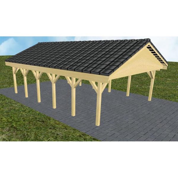 JODA Carport Würzburg LD Classic Satteldach, incl. Pfannen und Rinne