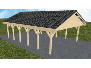 JODA Carport Würzburg LD Master Satteldach, incl. Pfannen und Rinne