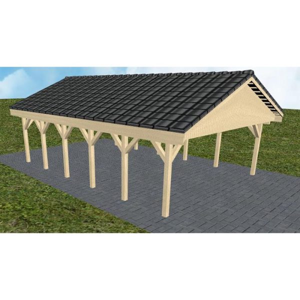 JODA Carport Würzburg LD Master Satteldach, incl. Pfannen und Rinne