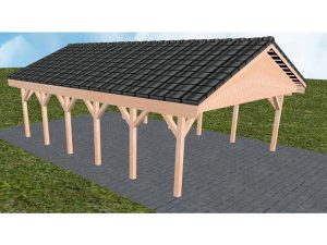 JODA Carport Würzburg LD Natur Satteldach, incl. Pfannen und Rinne