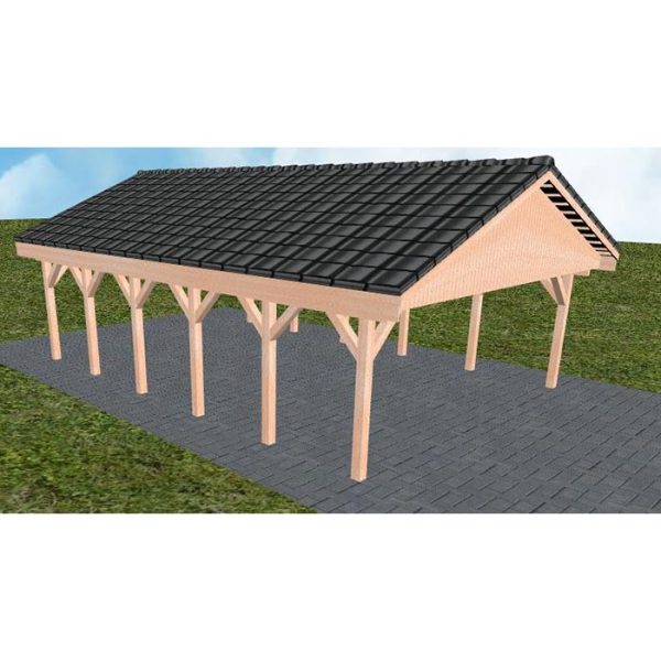 JODA Carport Würzburg LD Natur Satteldach, incl. Pfannen und Rinne