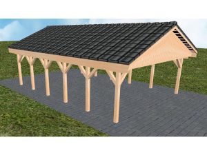 JODA Carport Würzburg LD Perfect Satteldach, incl. Pfannen und Rinne