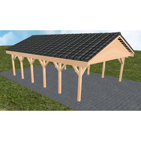 JODA Carport Würzburg LD Perfect Satteldach, incl. Pfannen und Rinne
