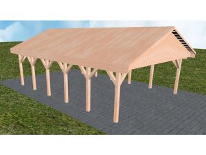 JODA Carport Würzburg LG Natur Satteldach, vorb.f. Gründach