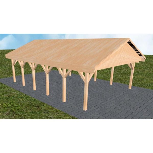 JODA Carport Würzburg LG Perfect Satteldach, vorb.f. Gründach