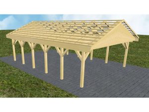 JODA Carport Würzburg LO Classic Satteldach, ohne Rinne, ohne Pfannen