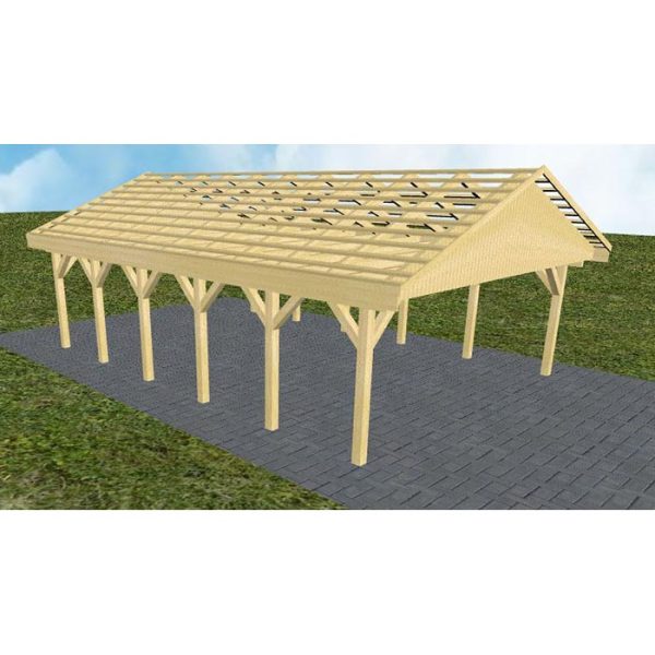 JODA Carport Würzburg LO Classic Satteldach, ohne Rinne, ohne Pfannen