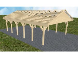 JODA Carport Würzburg LO Master Satteldach, ohne Rinne, ohne Pfannen