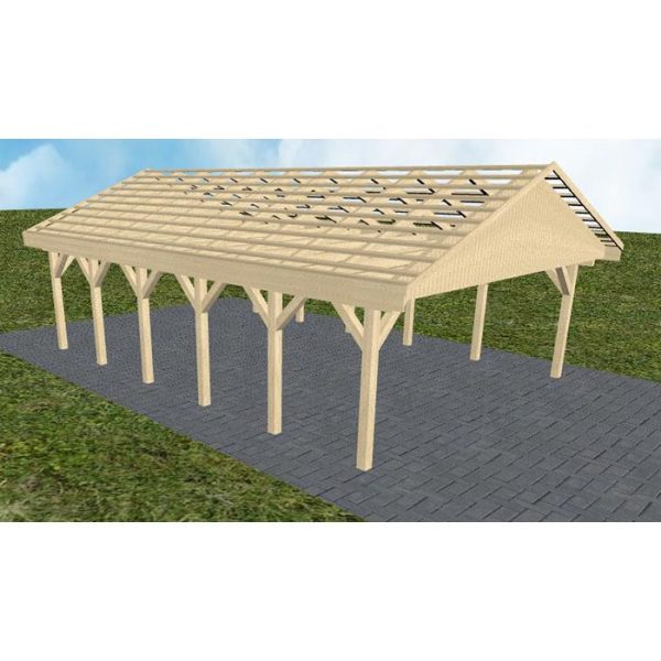 JODA Carport Würzburg LO Master Satteldach, ohne Rinne, ohne Pfannen