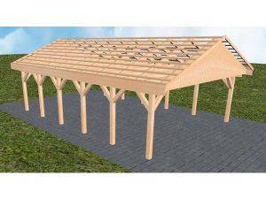 JODA Carport Würzburg LO Perfect Satteldach, ohne Rinne, ohne Pfannen