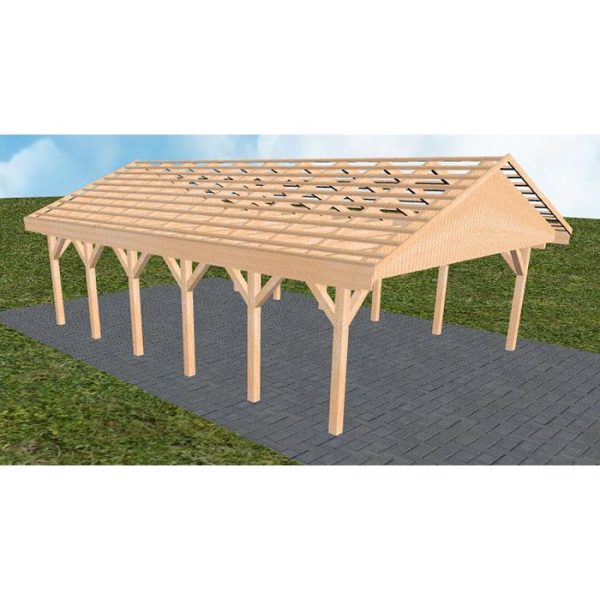 JODA Carport Würzburg LO Perfect Satteldach, ohne Rinne, ohne Pfannen