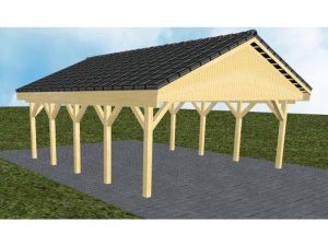 JODA Carport Würzburg MD Classic Satteldach, incl. Pfannen und Rinne