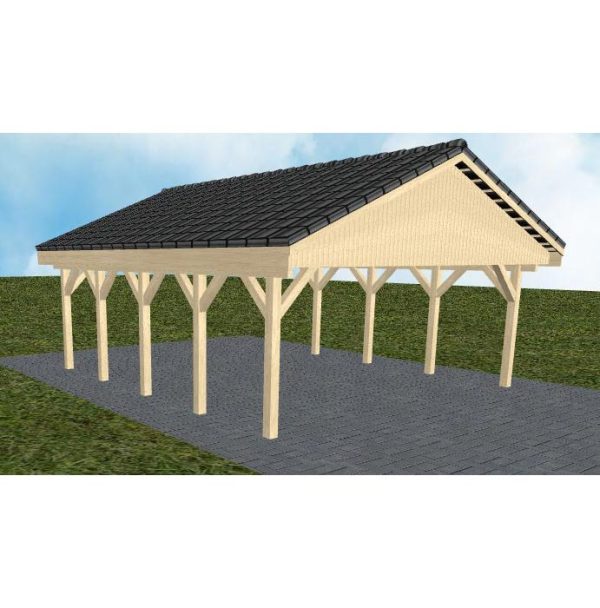 JODA Carport Würzburg MD Master Satteldach, incl. Pfannen und Rinne