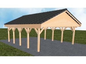 JODA Carport Würzburg MD Perfect Satteldach, incl. Pfannen und Rinne
