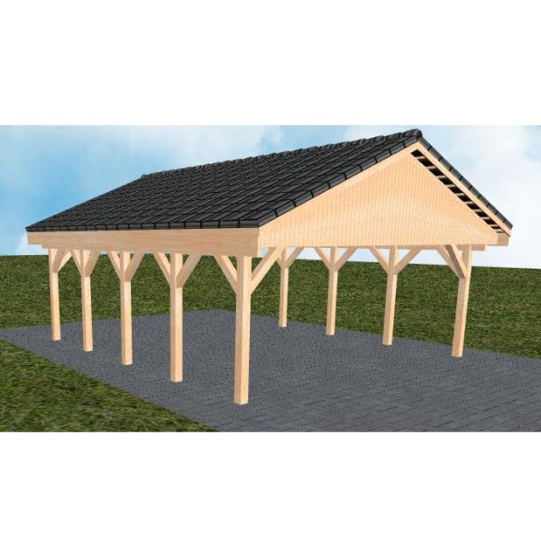 JODA Carport Würzburg MD Perfect Satteldach, incl. Pfannen und Rinne