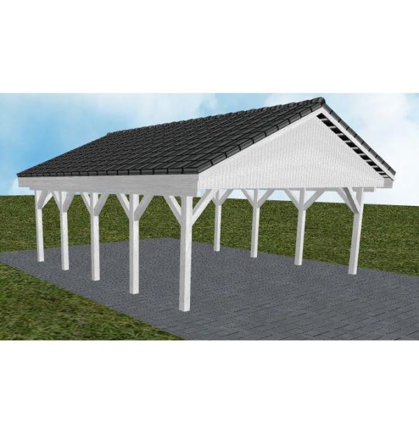 JODA Carport Würzburg MD Select Satteldach, incl. Pfannen und Rinne