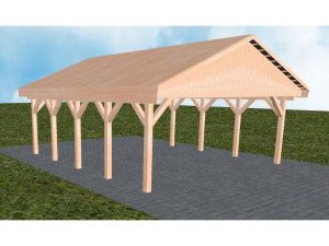JODA Carport Würzburg MG Natur Satteldach, vorb.f. Gründach