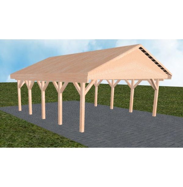 JODA Carport Würzburg MG Natur Satteldach, vorb.f. Gründach
