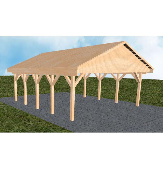 JODA Carport Würzburg MG Perfect Satteldach, vorb.f. Gründach