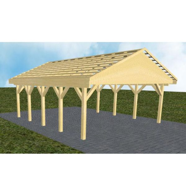 JODA Carport Würzburg MO Classic Satteldach, ohne Rinne, ohne Pfannen