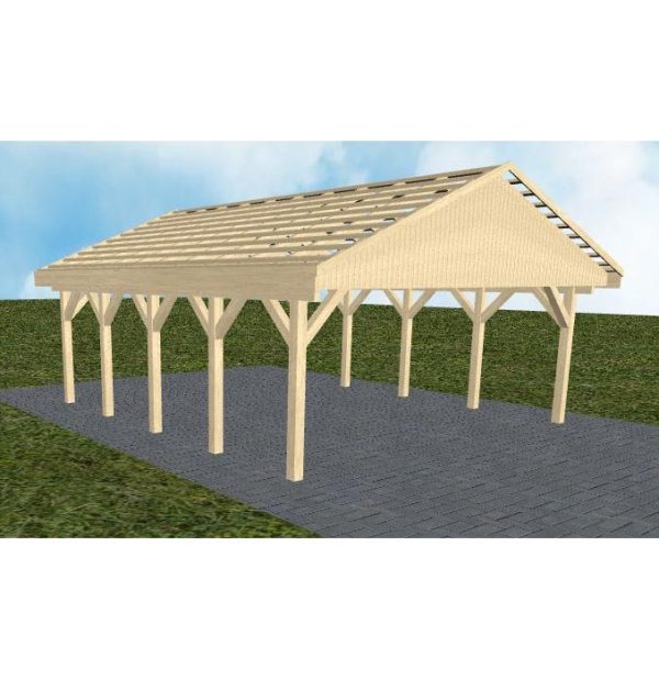 JODA Carport Würzburg MO Master Satteldach, ohne Rinne, ohne Pfannen