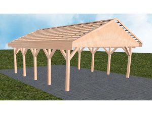 JODA Carport Würzburg MO Natur Satteldach, ohne Rinne, ohne Pfannen