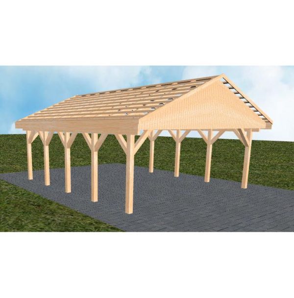 JODA Carport Würzburg MO Perfect Satteldach, ohne Rinne, ohne Pfannen