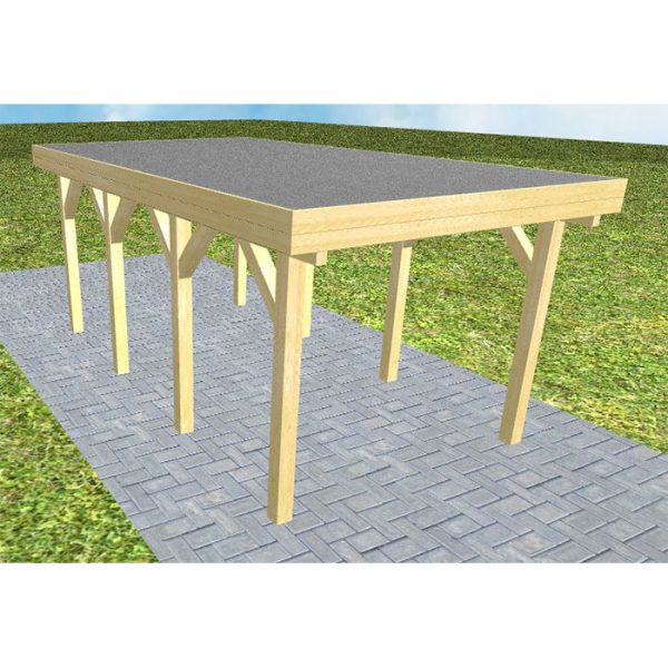 JODA Carport Bergen KF Classic Holzblende, Flachdach mit EPDM Folie