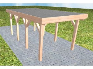 JODA Carport Bergen KF Natur Holzblende, Flachdach mit EPDM Folie