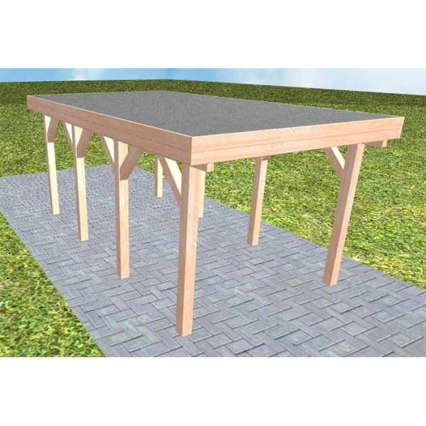 JODA Carport Bergen KF Natur Holzblende, Flachdach mit EPDM Folie