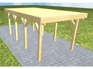 JODA Carport Bergen KG Classic Holzblende, Flachdach vorb.f. Gründach