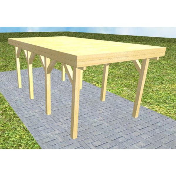 JODA Carport Bergen KG Classic Holzblende, Flachdach vorb.f. Gründach