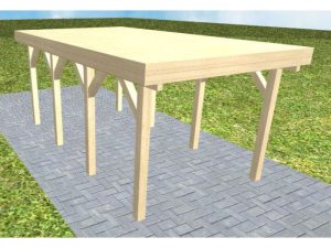 JODA Carport Bergen KG Master Holzblende, Flachdach vorb.f. Gründach