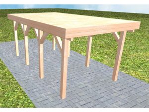 JODA Carport Bergen KG Natur Holzblende, Flachdach vorb.f. Gründach