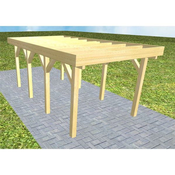 JODA Carport Bergen KO Classic Holzblende, Flachdach ohne Bedachung