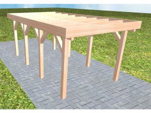 JODA Carport Bergen KO Natur Holzblende, Flachdach ohne Bedachung