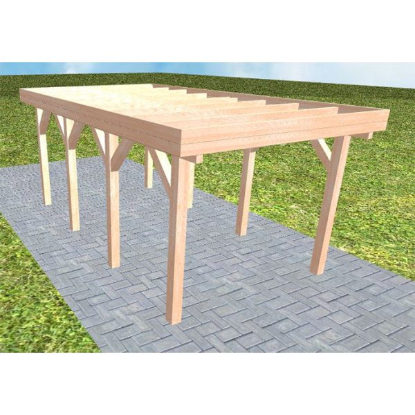 JODA Carport Bergen KO Natur Holzblende, Flachdach ohne Bedachung