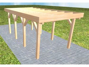 JODA Carport Bergen KO Perfect Holzblende, Flachdach ohne Bedachung