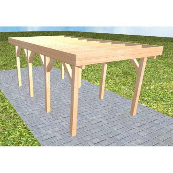 JODA Carport Bergen KO Perfect Holzblende, Flachdach ohne Bedachung