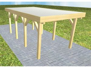 JODA Carport Bergen KT Classic Holzblende, Flachdach mit Stahl-Trapezplatten Antikondens
