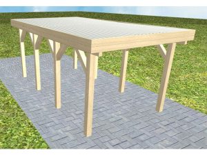 JODA Carport Bergen KT Master Holzblende, Flachdach mit Stahl-Trapezplatten Antikondens