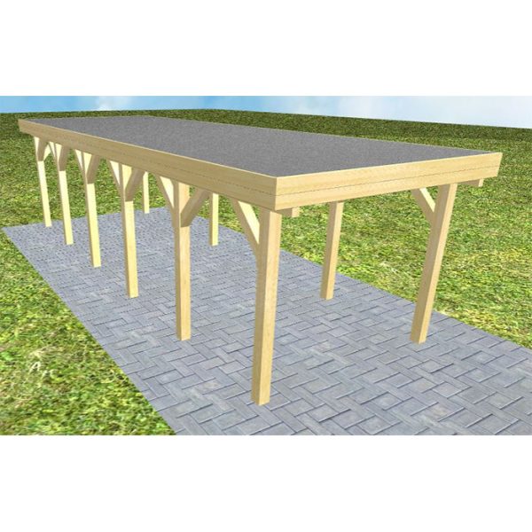 JODA Carport Bergen LF Classic Holzblende, Flachdach mit EPDM Folie