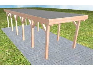 JODA Carport Bergen LF Natur Holzblende, Flachdach mit EPDM Folie