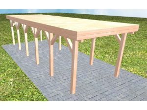 JODA Carport Bergen LG Natur Holzblende, Flachdach vorb.f. Gründach