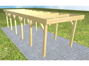 JODA Carport Bergen LO Classic Holzblende, Flachdach ohne Bedachung