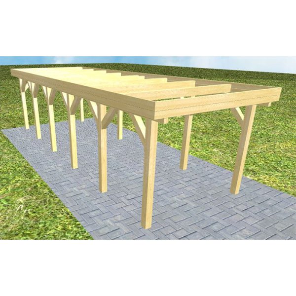 JODA Carport Bergen LO Classic Holzblende, Flachdach ohne Bedachung