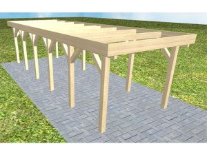 JODA Carport Bergen LO Master Holzblende, Flachdach ohne Bedachung