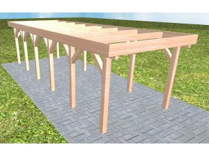 JODA Carport Bergen LO Natur Holzblende, Flachdach ohne Bedachung