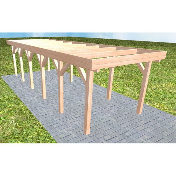 JODA Carport Bergen LO Natur Holzblende, Flachdach ohne Bedachung