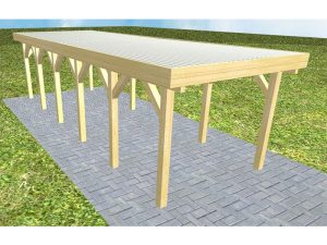 JODA Carport Bergen LT Classic Holzblende, Flachdach mit Stahl-Trapezplatten Antikondens